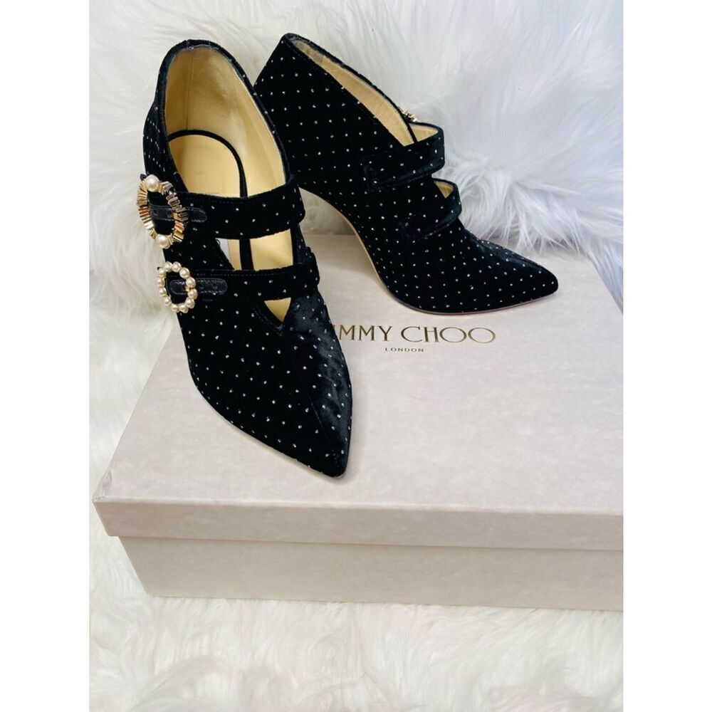 🛍️ JIMMY CHOO Authentic Larissa 100 Pearl & Crystal Ankle Boots with Packaging